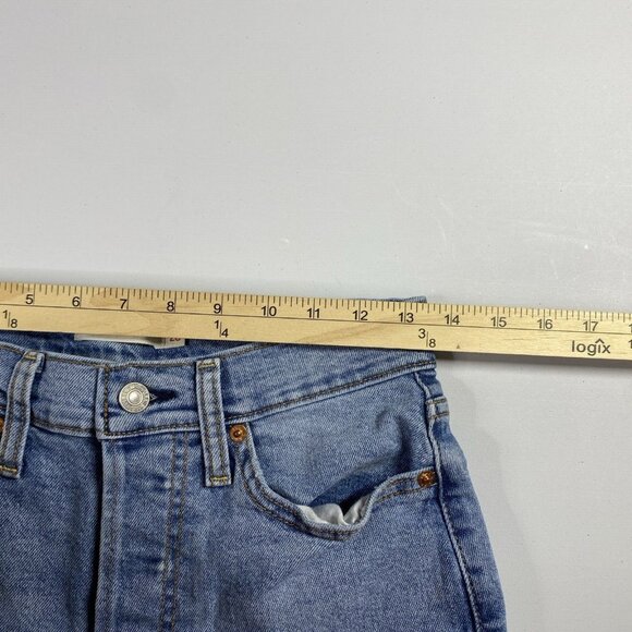 Levis Jeans 28 Wedgie Straight Distressed High Waist Whiskered Denim - Picture 10 of 13